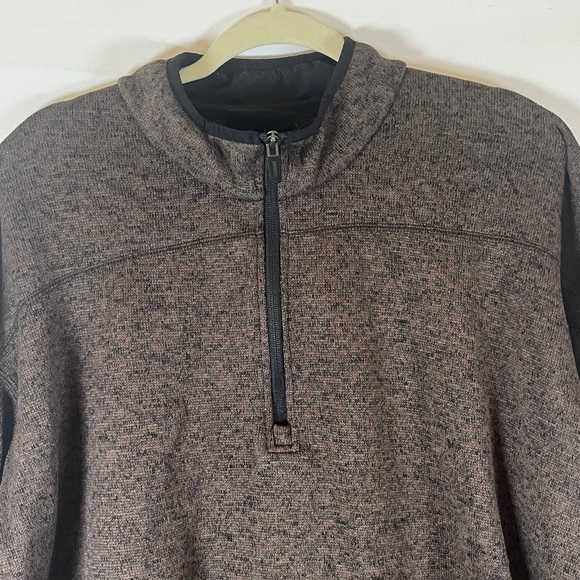 Dickies Men's Heathered Brown Fleece Lined Quarter Zip Pullover Cozy Performance - Picture 2 of 7